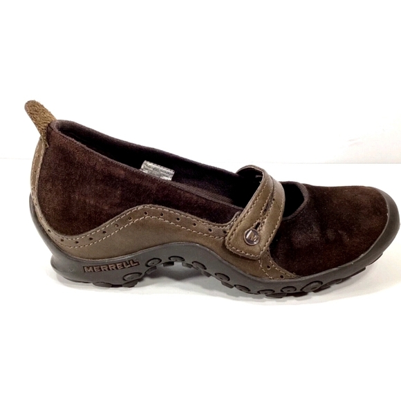 Merrell Women's Chocolate Brown Suede Loafers - Picture 2 of 8